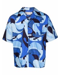 blaues Camouflage Kurzarmhemd von Marni