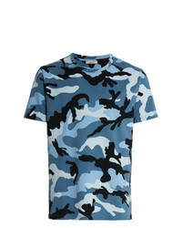 blaues Camouflage T-Shirt mit einem Rundhalsausschnitt