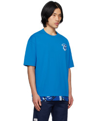 blaues Camouflage T-Shirt mit einem Rundhalsausschnitt von AAPE BY A BATHING APE