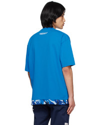 blaues Camouflage T-Shirt mit einem Rundhalsausschnitt von AAPE BY A BATHING APE