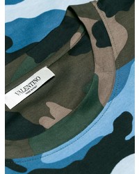 blaues Camouflage T-Shirt mit einem Rundhalsausschnitt von Valentino