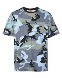 blaues Camouflage T-Shirt mit einem Rundhalsausschnitt von Supreme
