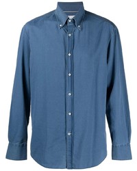 blaues Chambray Langarmhemd von Brunello Cucinelli