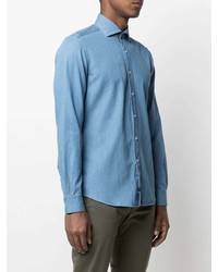 blaues Chambray Langarmhemd von Fay