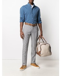 blaues Chambray Langarmhemd von Brunello Cucinelli