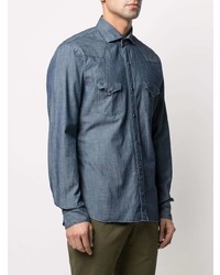 blaues Chambray Langarmhemd von Barba