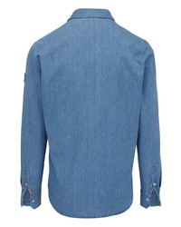 blaues Chambray Langarmhemd von Moncler