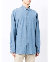 blaues Chambray Langarmhemd von Polo Ralph Lauren