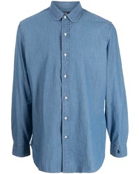 blaues Chambray Langarmhemd von Polo Ralph Lauren