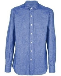 blaues Chambray Langarmhemd von Salvatore Piccolo