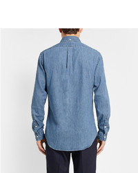 blaues Chambray Langarmhemd von Polo Ralph Lauren