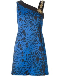 blaues Etuikleid mit Leopardenmuster von Fausto Puglisi