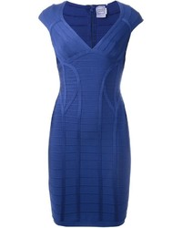 blaues figurbetontes Kleid von Herve Leger