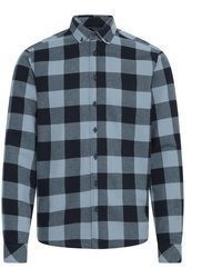 blaues Flanell Langarmhemd mit Karomuster von BLEND