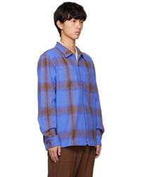 blaues Flanell Langarmhemd mit Karomuster von Saturdays Nyc