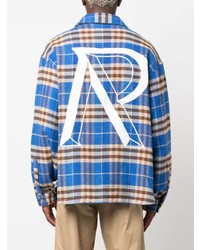 blaues Flanell Langarmhemd mit Karomuster von Represent