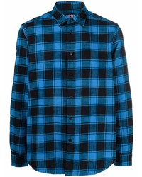 blaues Flanell Langarmhemd mit Schottenmuster von Diesel