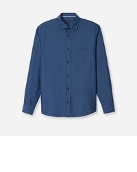 blaues Flanell Langarmhemd von Olymp