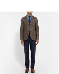 blaues gepunktetes Chambray Langarmhemd von Etro