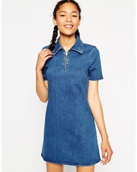 blaues gerade geschnittenes Kleid aus Jeans von Asos