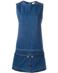 blaues gerade geschnittenes Kleid aus Jeans von Courreges