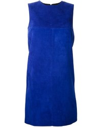 blaues gerade geschnittenes Kleid aus Wildleder