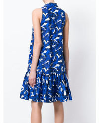 blaues gerade geschnittenes Kleid mit Blumenmuster von MSGM