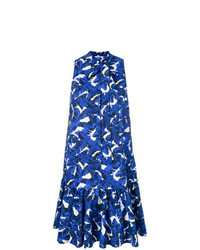 blaues gerade geschnittenes Kleid mit Blumenmuster von MSGM