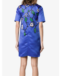 blaues gerade geschnittenes Kleid mit Blumenmuster von Marni