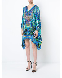 blaues gerade geschnittenes Kleid mit Paisley-Muster von Camilla