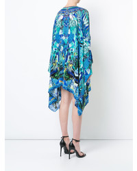 blaues gerade geschnittenes Kleid mit Paisley-Muster von Camilla