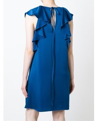 blaues gerade geschnittenes Kleid mit Rüschen von Lanvin