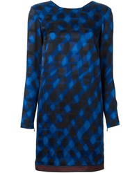 blaues gerade geschnittenes Kleid mit Schottenmuster von Kenzo