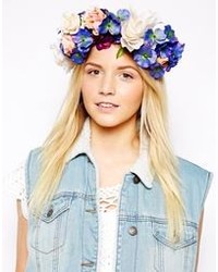 blaues Haarband mit Blumenmuster