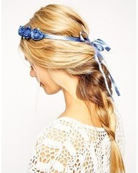 blaues Haarband mit Blumenmuster von Asos