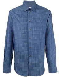 blaues Hemd mit Hahnentritt-Muster von Armani Collezioni
