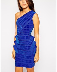 blaues horizontal gestreiftes figurbetontes Kleid von Forever Unique