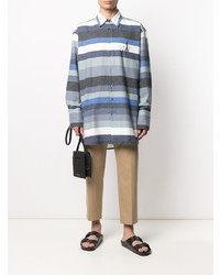 blaues horizontal gestreiftes Langarmhemd von JW Anderson