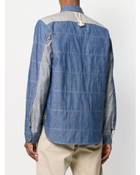 blaues horizontal gestreiftes Langarmhemd von Junya Watanabe MAN