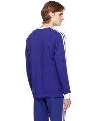 blaues horizontal gestreiftes Langarmshirt von adidas Originals