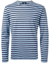 blaues horizontal gestreiftes Langarmshirt von Kent & Curwen