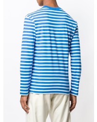 blaues horizontal gestreiftes Langarmshirt von MAISON KITSUNÉ