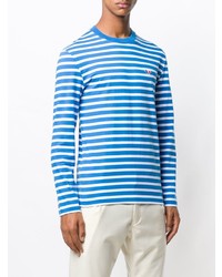 blaues horizontal gestreiftes Langarmshirt von MAISON KITSUNÉ