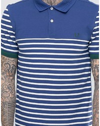 blaues horizontal gestreiftes Polohemd von Fred Perry