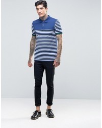 blaues horizontal gestreiftes Polohemd von Fred Perry