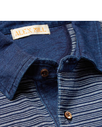 blaues horizontal gestreiftes Polohemd von Alex Mill