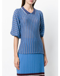 blaues horizontal gestreiftes Polohemd von Chiara Bertani