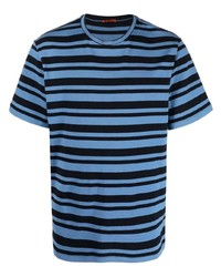 blaues horizontal gestreiftes T-Shirt mit einem Rundhalsausschnitt von Barena