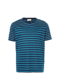 blaues horizontal gestreiftes T-Shirt mit einem Rundhalsausschnitt von Cerruti 1881