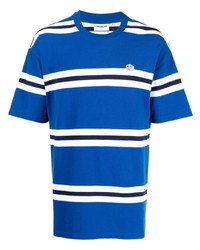 blaues horizontal gestreiftes T-Shirt mit einem Rundhalsausschnitt von Chocoolate